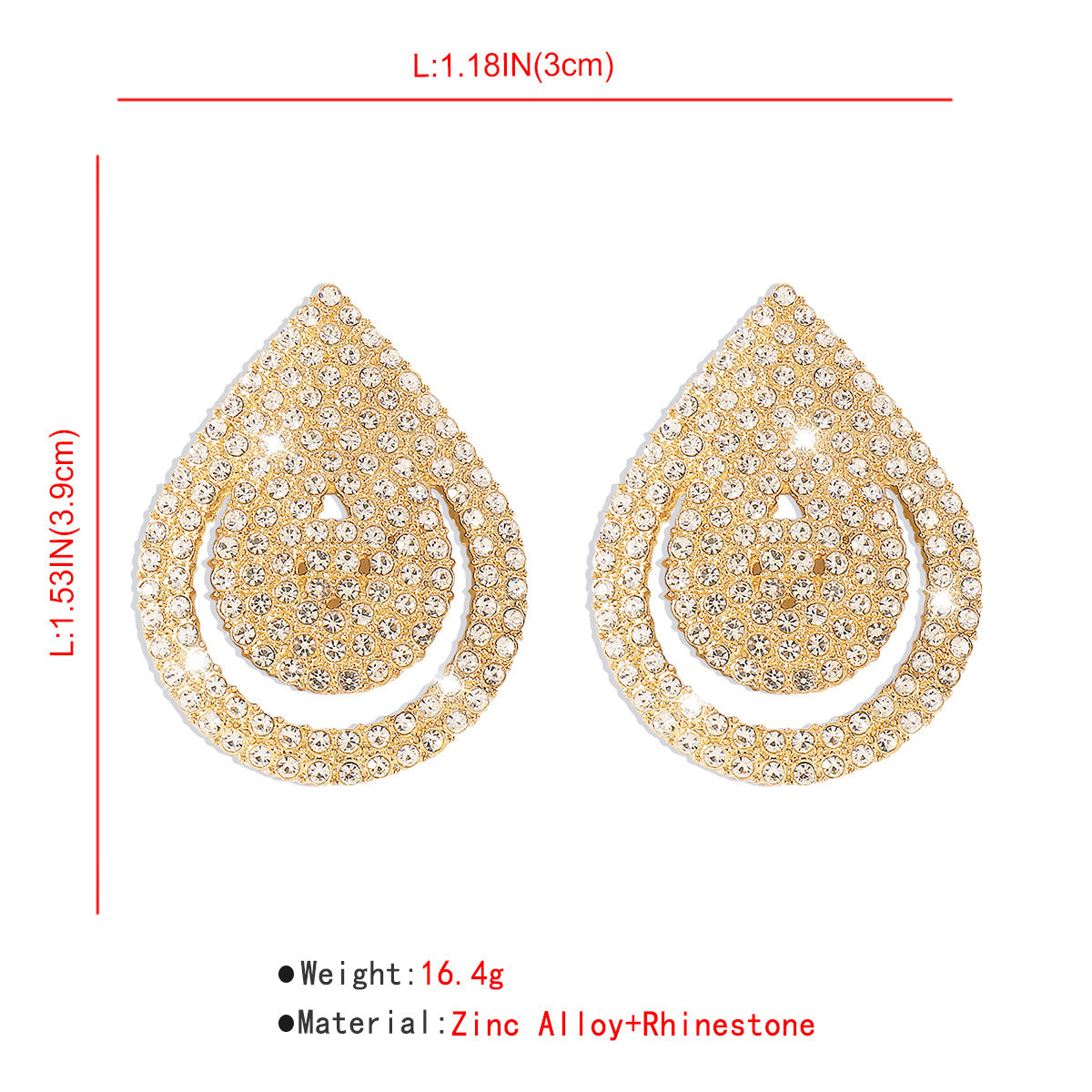 Water drop shaped full diamond small fragrance style personalized earrings