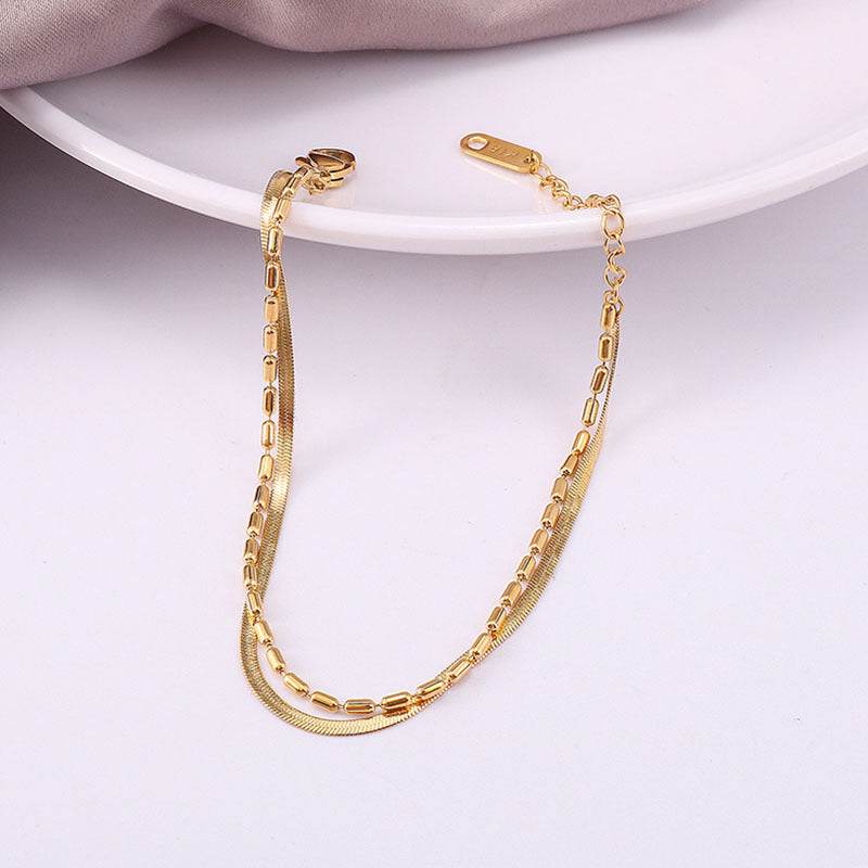 Snake Bone Layer Golden Bean Bracelet