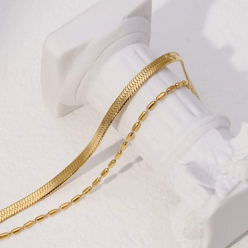 Snake Bone Layer Golden Bean Bracelet