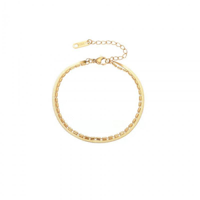 Snake Bone Layer Golden Bean Bracelet