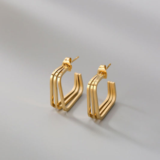 Simple square retro fashion earrings