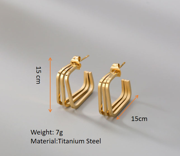 Simple square retro fashion earrings