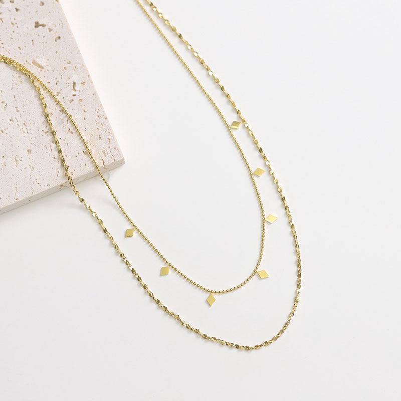 Rhombus Sequin Layer Necklace