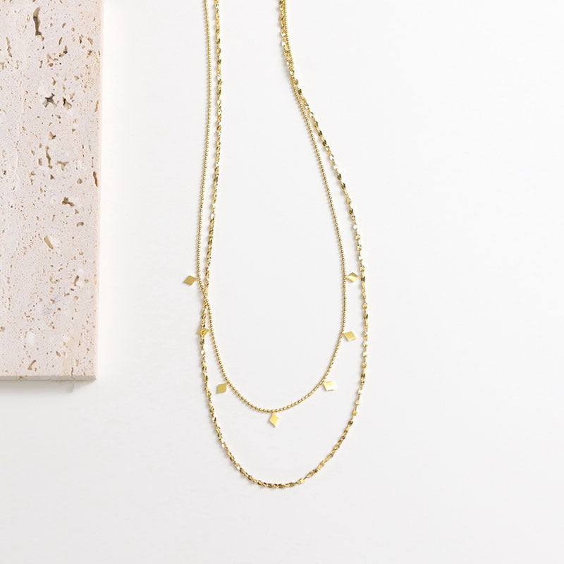 Rhombus Sequin Layer Necklace