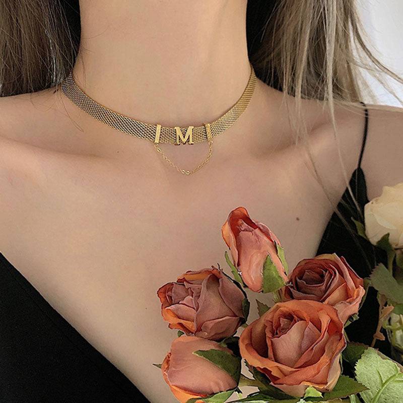 M Letter Clavicle Chain Necklace