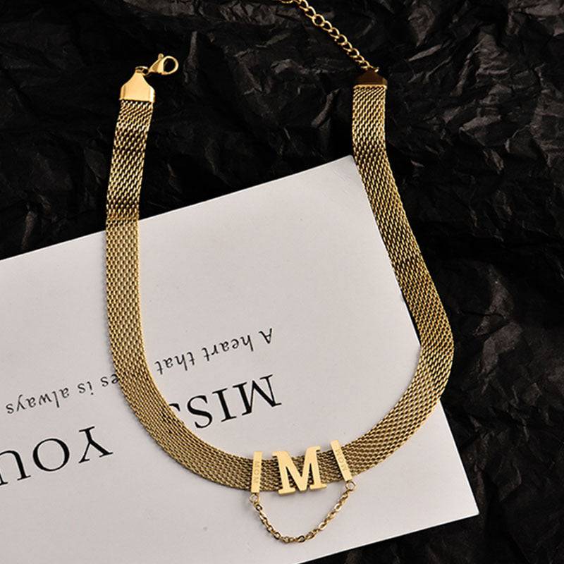 M Letter Clavicle Chain Necklace