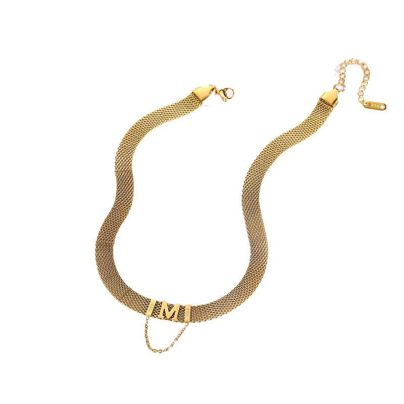 M Letter Clavicle Chain Necklace