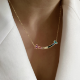 Simple Rainbow Smile Zircon Necklace  Premium Clavicle Chain