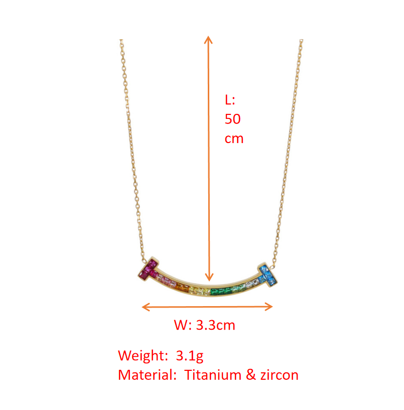 Simple Rainbow Smile Zircon Necklace  Premium Clavicle Chain