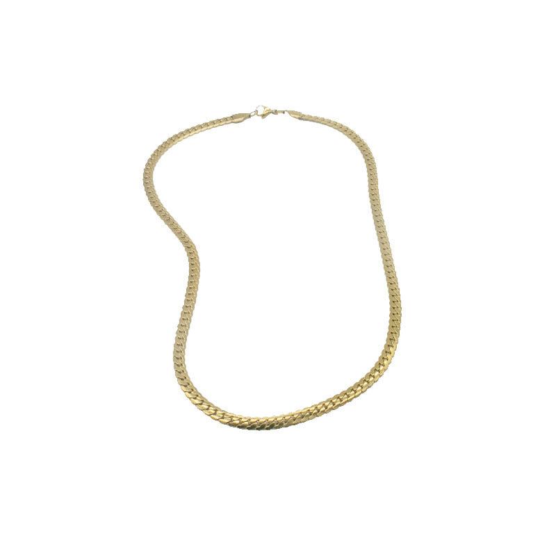 Hip-hop style snake bone chain titanium steel necklace (gold)