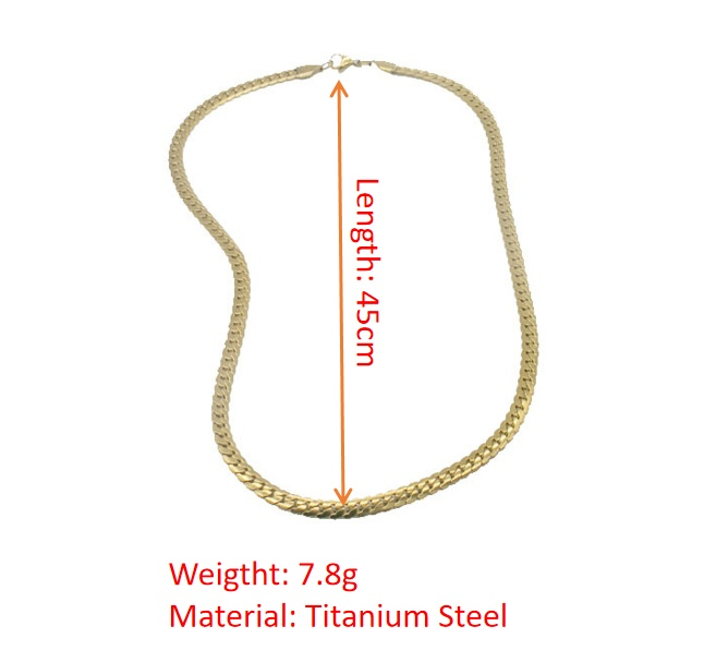 Hip-hop style snake bone chain titanium steel necklace (gold)