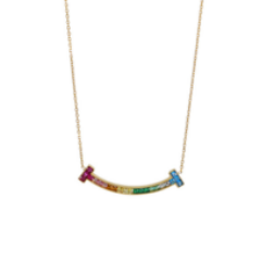 Simple Rainbow Smile Zircon Necklace  Premium Clavicle Chain