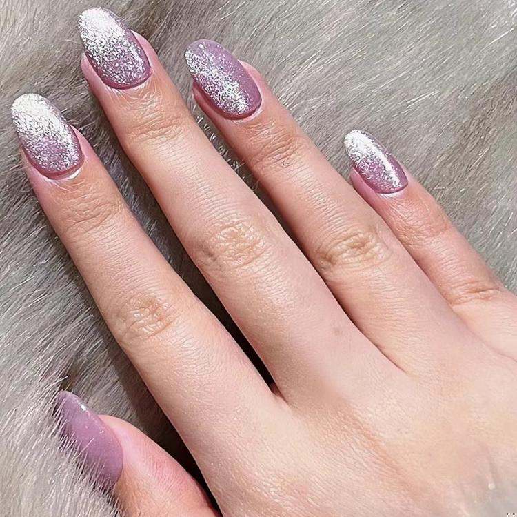 Premium Crystal Pink Press On Nails