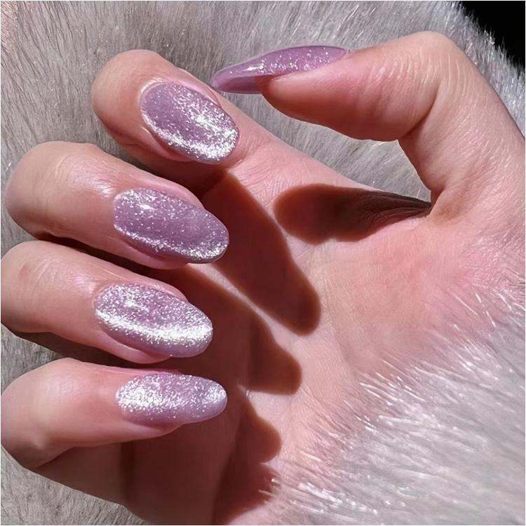 Premium Crystal Pink Press On Nails