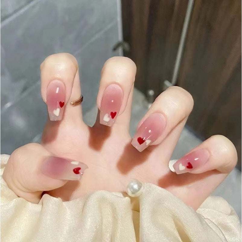 Double heart press on nails