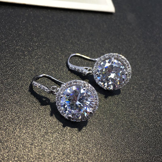 Luxury round zircon earrings