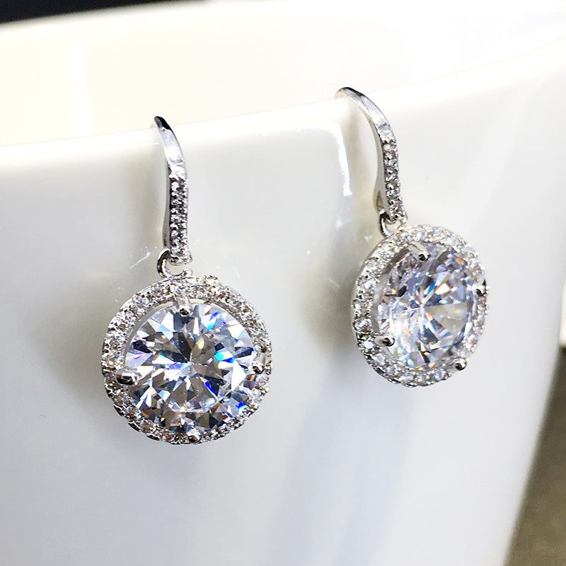 Luxury round zircon earrings