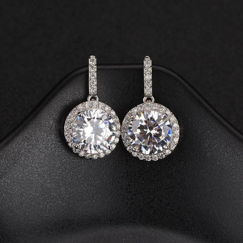 Luxury round zircon earrings