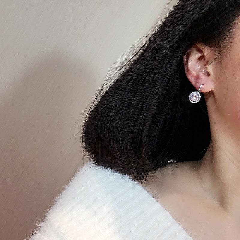 Luxury round zircon earrings