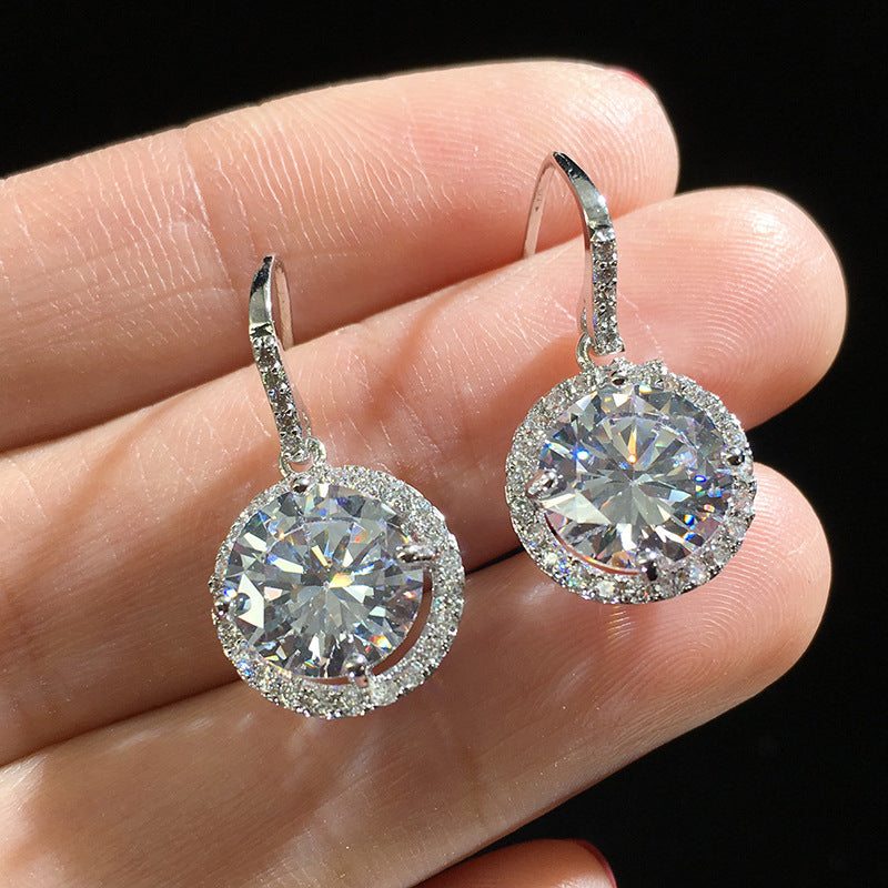 Luxury round zircon earrings