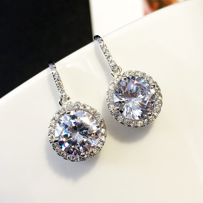 Luxury round zircon earrings