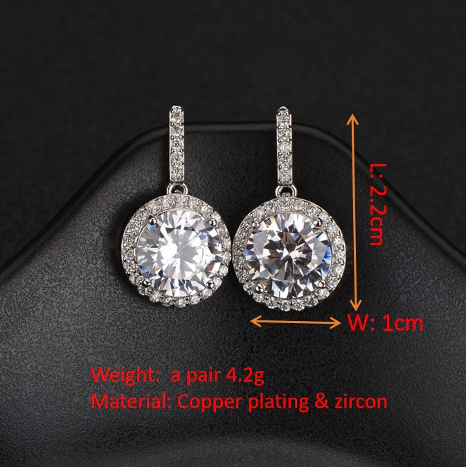 Luxury round zircon earrings