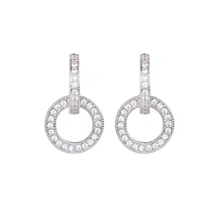 Double Hoop Diamond Stud Earrings