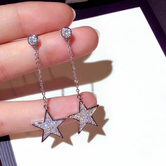 Pointed Star Long Earrings