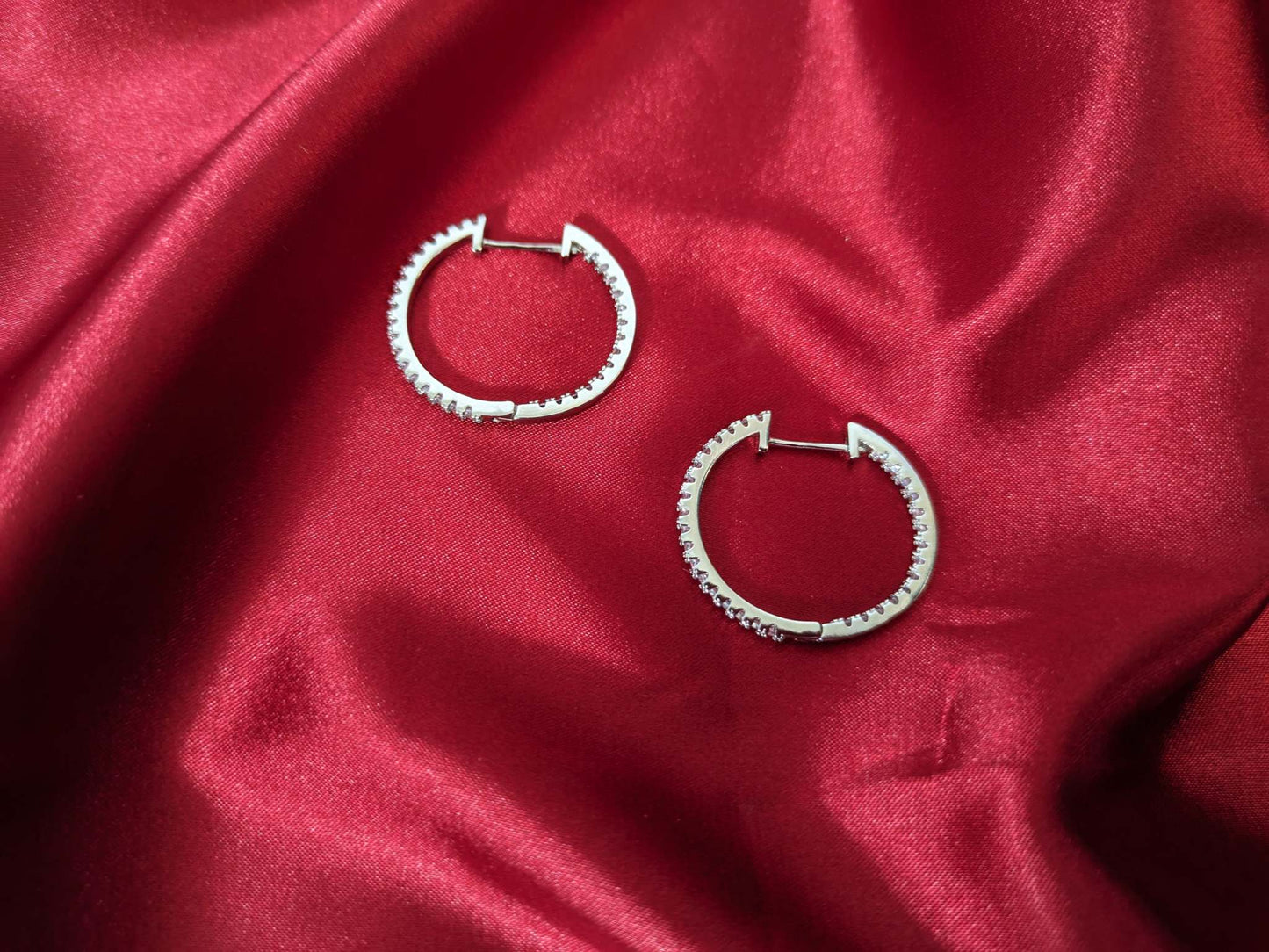 Micro-studded with diamonds and large hoop earrings