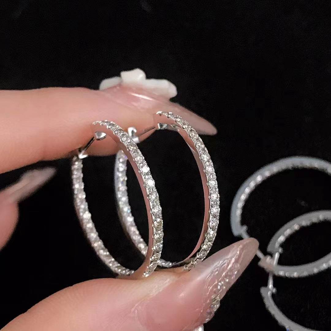 Micro-studded with diamonds and large hoop earrings