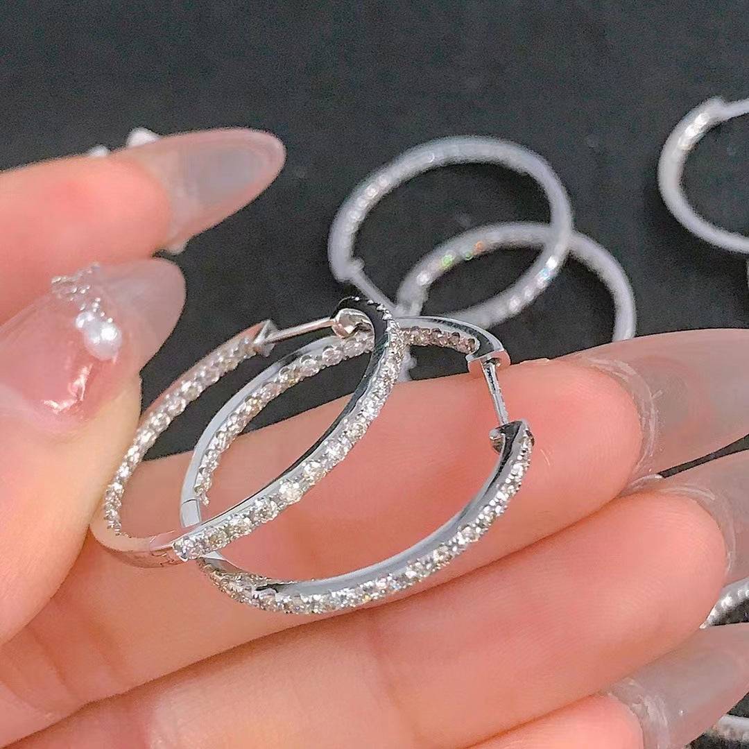 Micro-studded with diamonds and large hoop earrings