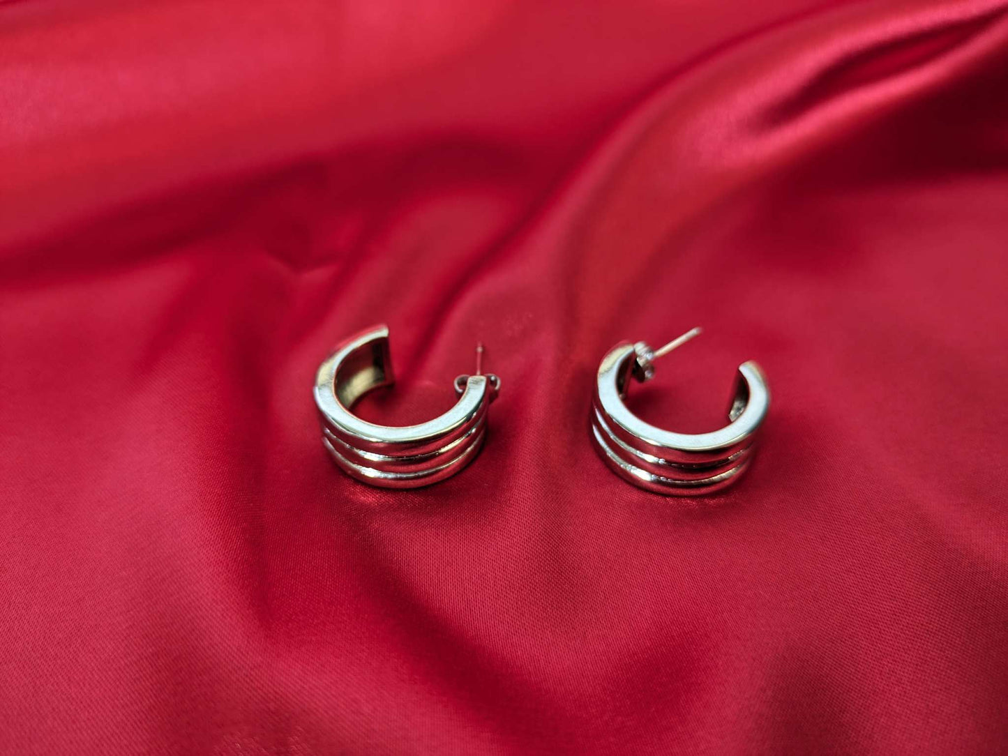 Large plain hoop earrings