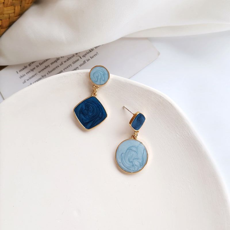 Personalized asymmetrical earrings simple geometric contrasting color earrings