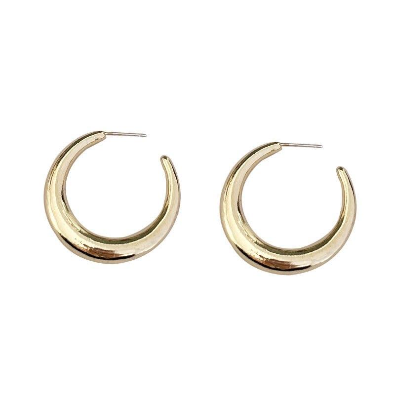 High End C-Shaped Gold Earrings