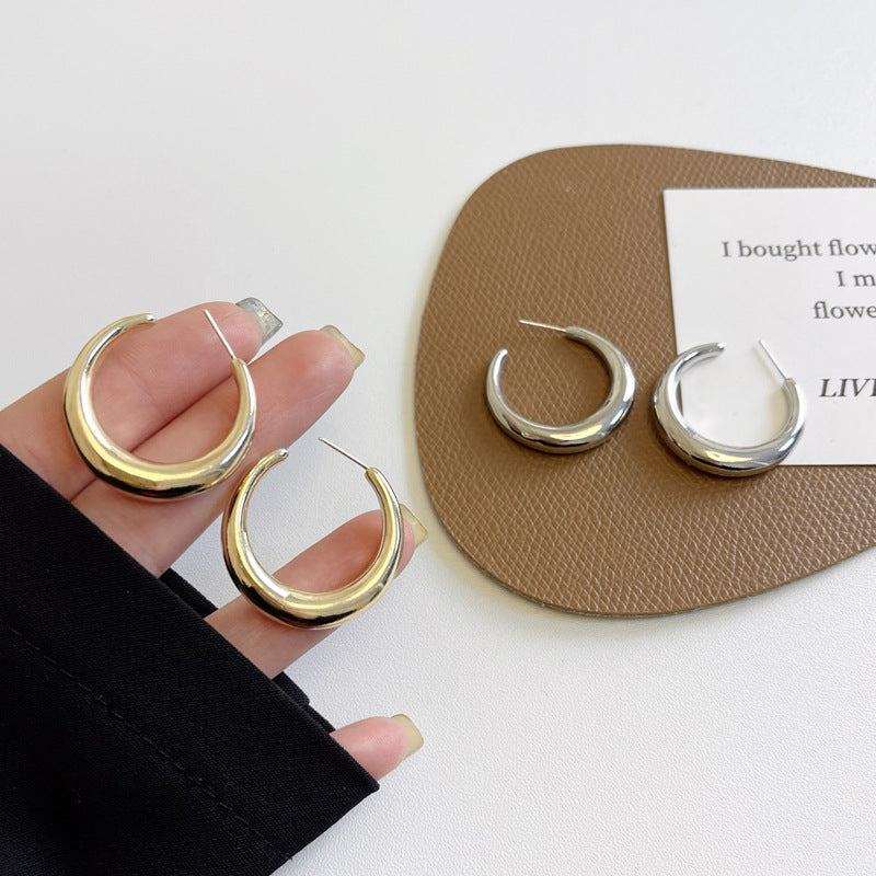 High End C-Shaped Gold Earrings