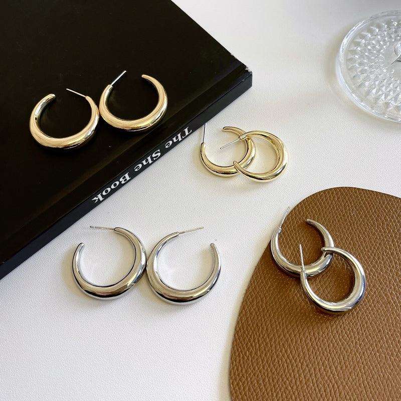 High End C-Shaped Gold Earrings