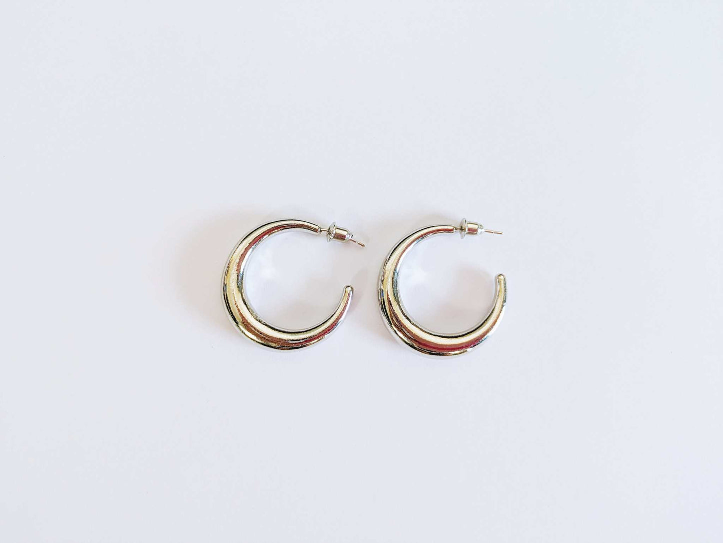 High End C-Shaped Silver Earrings