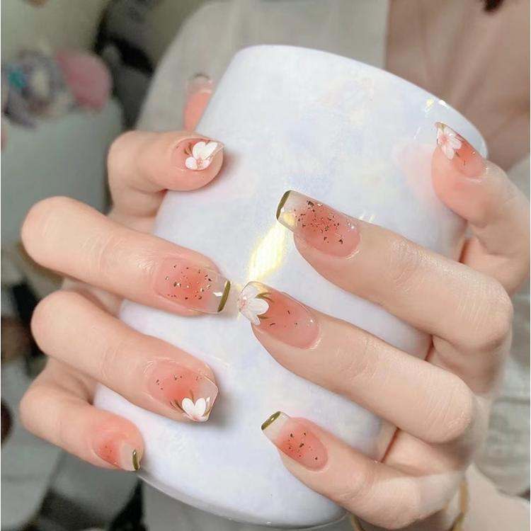 Icy Peach Press On Nails