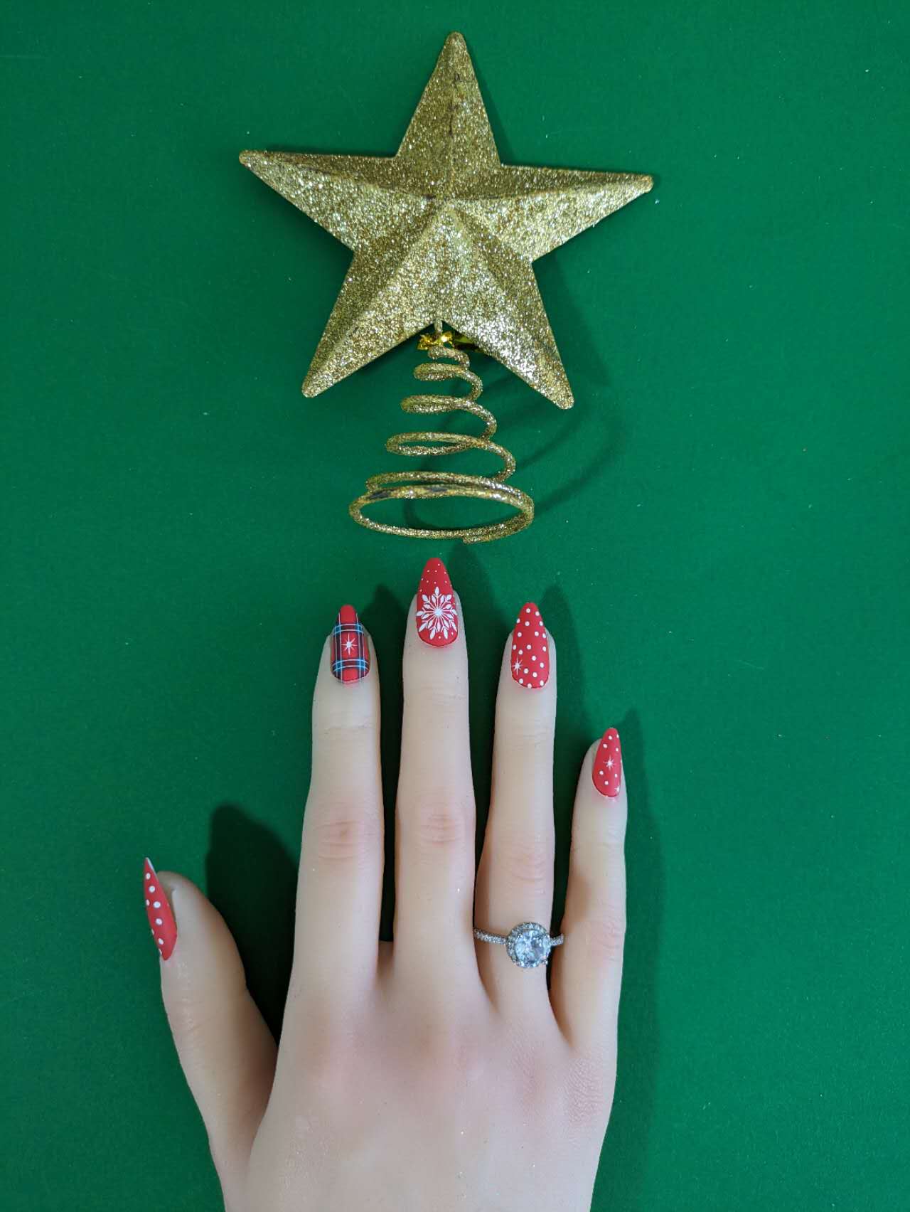 Santa Series Nine-Spot with Fireworks Press On Nails