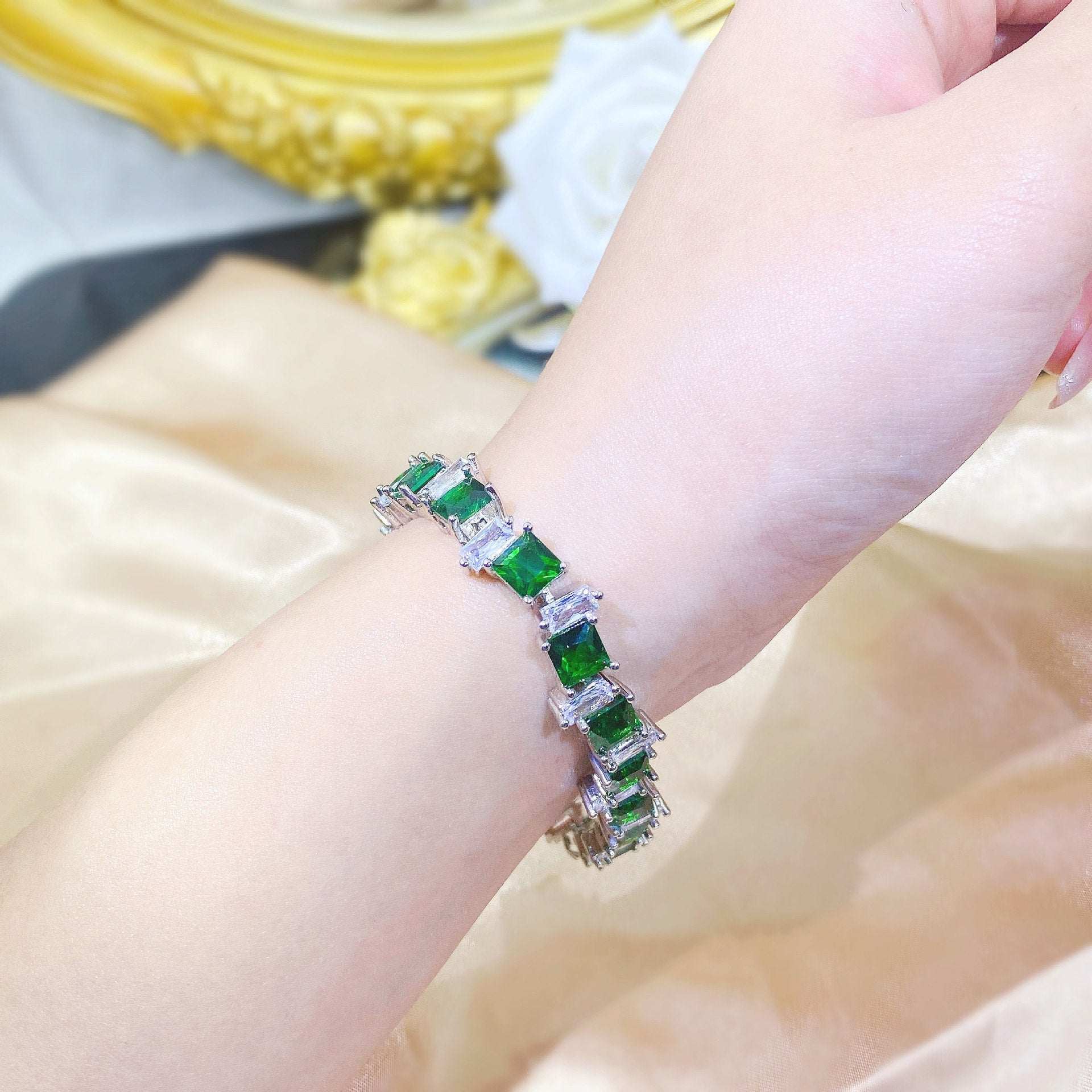 Adjustable Green Diamond Bracelet