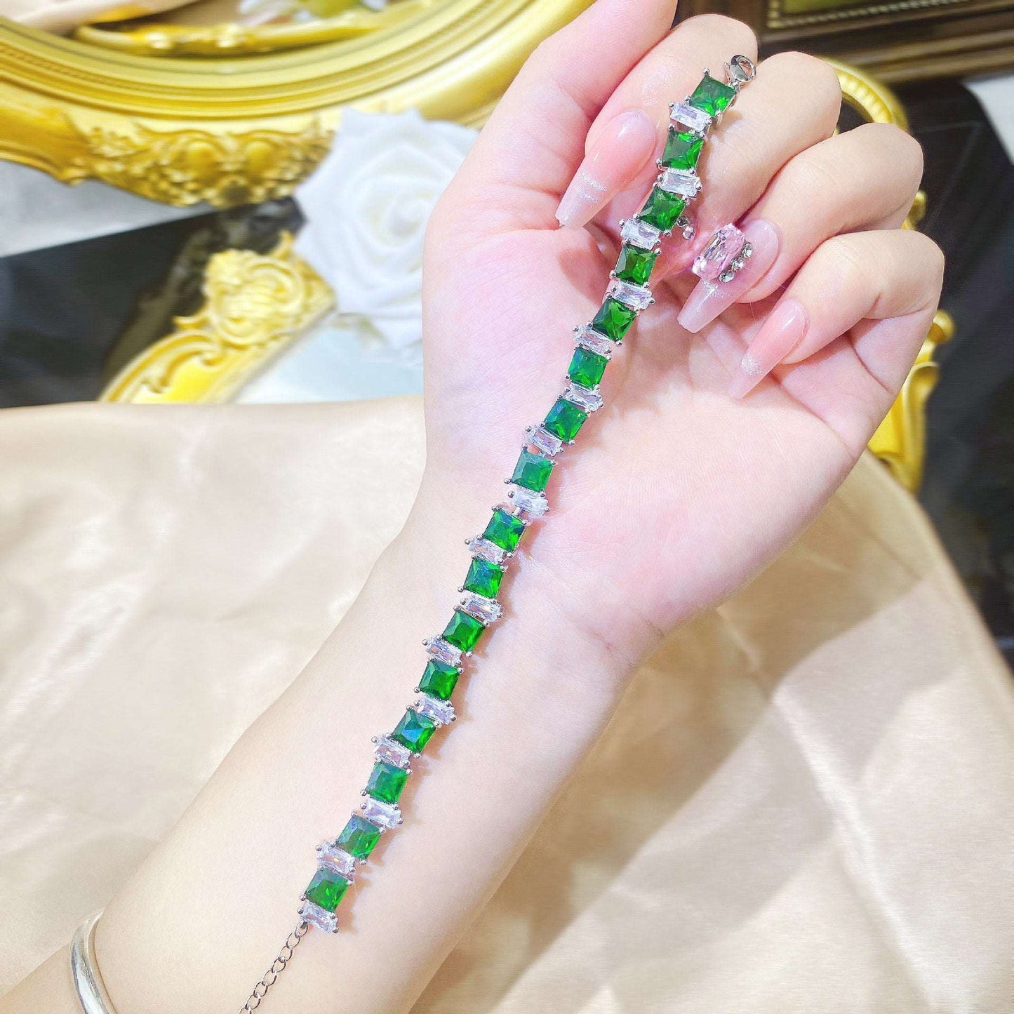 Adjustable Green Diamond Bracelet