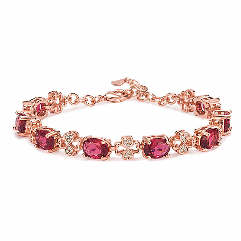 Red diamond rose gold bracelet