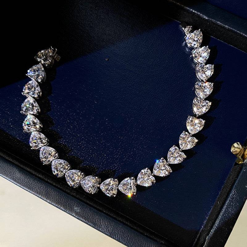 Imitation moissanite love heart bracelet