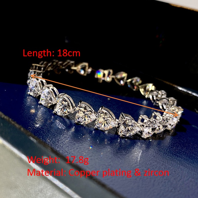 Imitation moissanite love heart bracelet