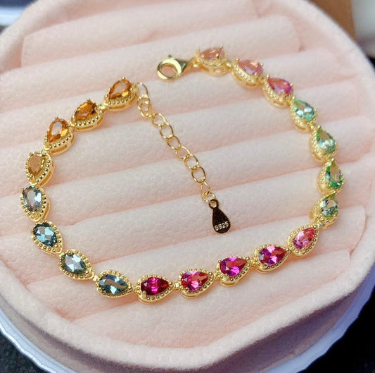 Rainbow Candy Colour Tourmaline Bracelet