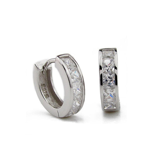 Square Diamond Extreme Sparkle Silver Earrings