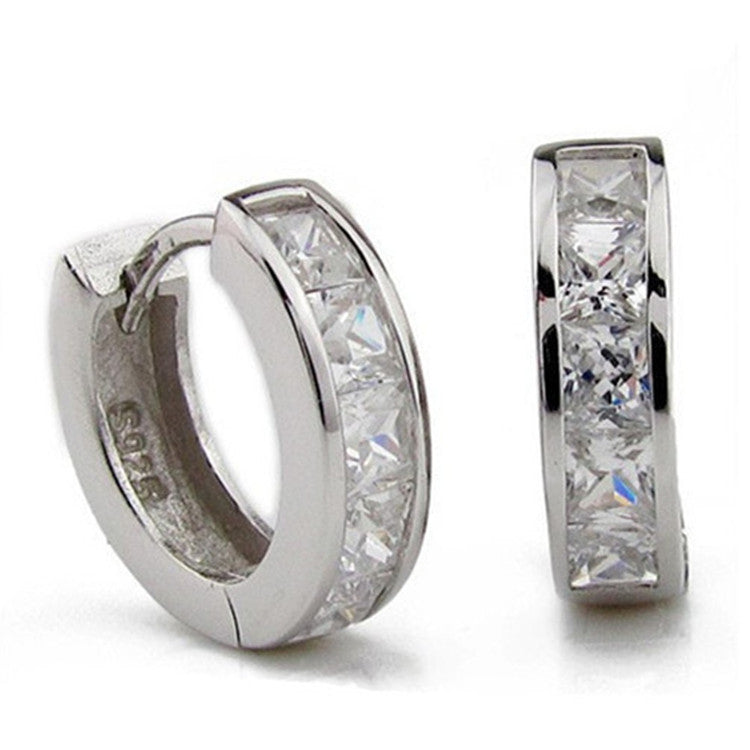 Square Diamond Extreme Sparkle Silver Earrings