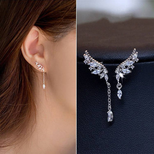 angel wings tassel stud earrings