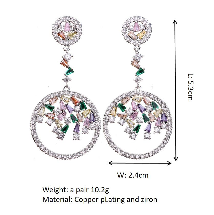 Luxurious Colored Zircon Long Hoop Earrings