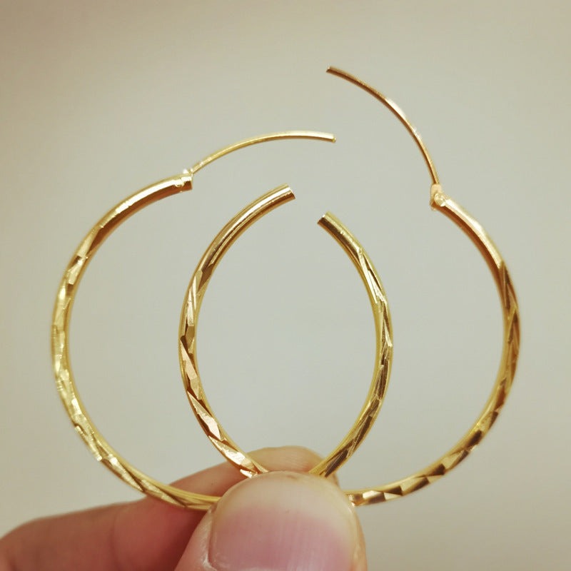 Large ring geometric concave earrings